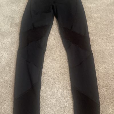 Joah Brown Black Leggings XS Sheer Panels EUC